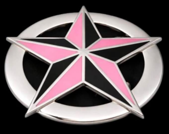 Pink And Black Nautical Star Belt Buckle