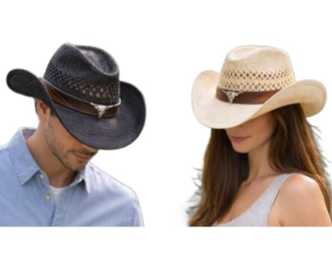 Straw Hat Summer Outdoor Men Women Western Cowboy Breathable Hats