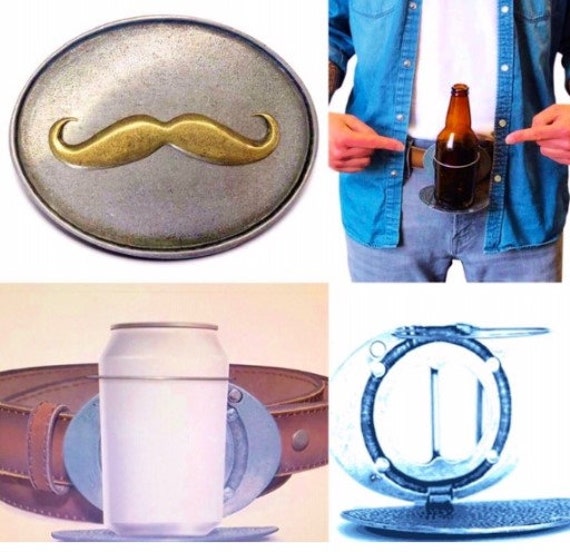 Mustache Beer Bottle Can Beverage Holder Belt Buckle Belts Buckles Etsy Canada
