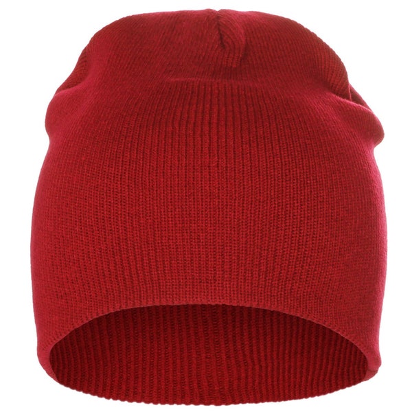 Solid Plain Blank Short Uncuffed Knit Beanie Skull Cap Ski Hat Winter Snow Retro