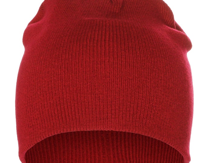 Solid Plain Blank Short Uncuffed Knit Beanie Skull Cap Ski Hat Winter Snow Retro