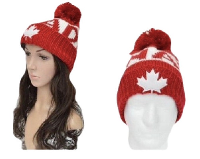 Beanie Hat Canada Tuque Canadian Flag Toque Knitted Winter Hats