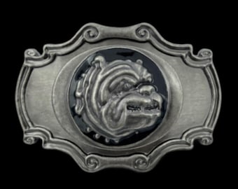 Bulldog Dog Spike Collar Animal Face Pet Belt Buckle