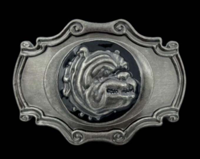 Bulldog Dog Spike Collar Animal Face Pet Belt Buckle