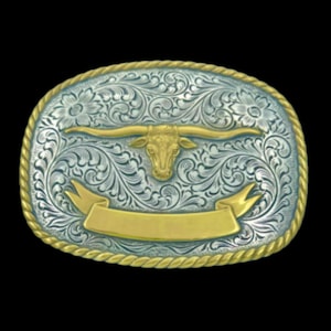 Cool Texas Longhorns Cow Steer Western Engravable Belt Buckles