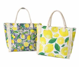 Lemons Large Capacity Handbag Shopping Travel Tote Shoulder Summer Beach Bag