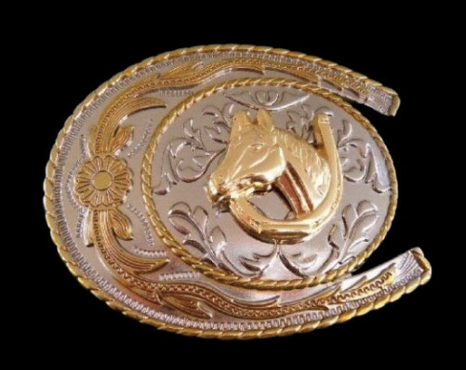 Horseshoe Horse Head Equestrian Farm Western Belt Buckle Buckles