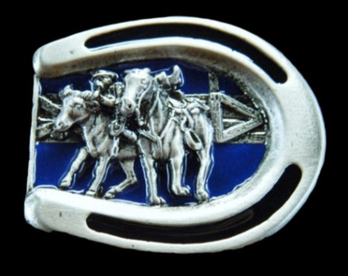 Horseshoe Lucky Rodeo Western Horse Belt Buckle