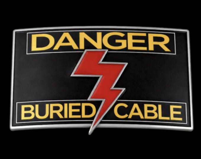 Thunderbolt Belt Buckle Danger Buried Cable Lighting Bolt Electrician Buckles & Belts