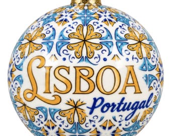 Traditional Portugal Lisboa Tiles Themed Christmas Double Sided Ornament