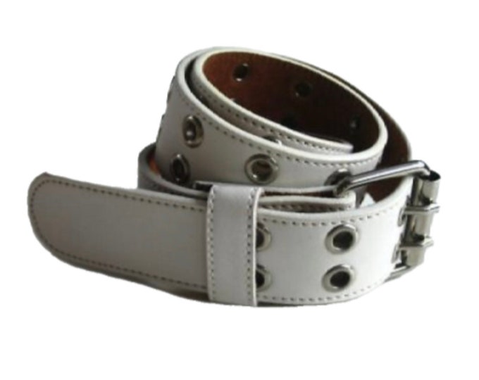 White Sexy Double Hole Punk Belt Removable Buckle 38