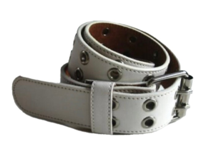 White Sexy Double Hole Punk Belt Removable Buckle Size 30