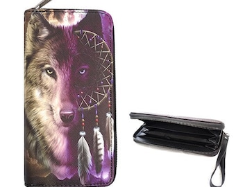 Wolf Wolves Dreamcatcher  Fashion Women's Zipper Clutch Wallet