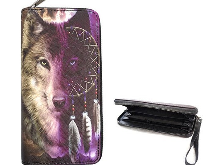 Wolf Wolves Dreamcatcher  Fashion Women's Zipper Clutch Wallet