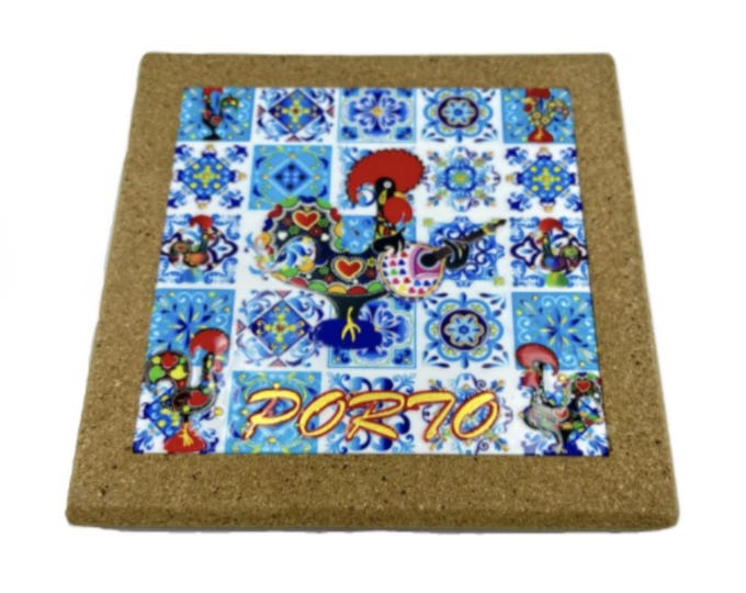 Portuguese Porto Cork & Ceramic Tiles Heat Trivet Portugal Design Souvenir