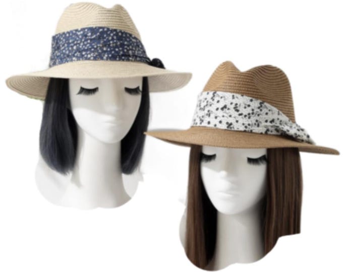 Women's Straw Wide Brim Ribbon Bow Panama Sun Shade Summer Beach Hat
