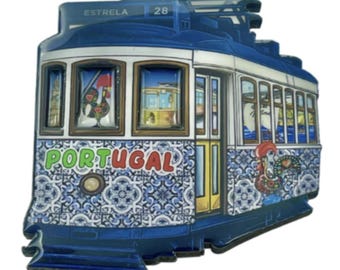 Portugal Estrela Lisbon Lisboa 28 Blue Tram Portuguese Tiles Souvenir Magnet