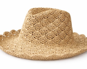 Crochet Style Straw Vented Sombrero Women's Summer Hat