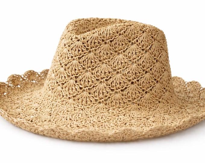 Crochet Style Straw Vented Sombrero Women's Summer Hat