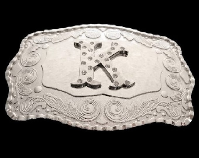 Letter K Initial Monogram Name Initials Letters Alphabet Big Belt Buckle Buckles