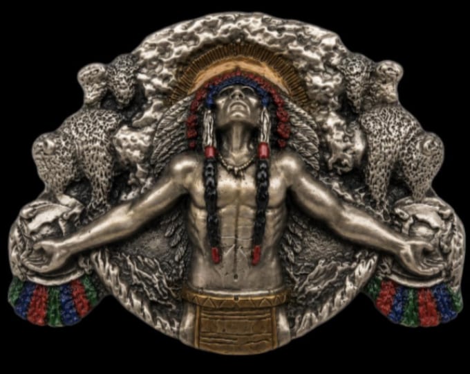 Amerindian Chief Native Americans Feathers Western Belt Buckle Buckles