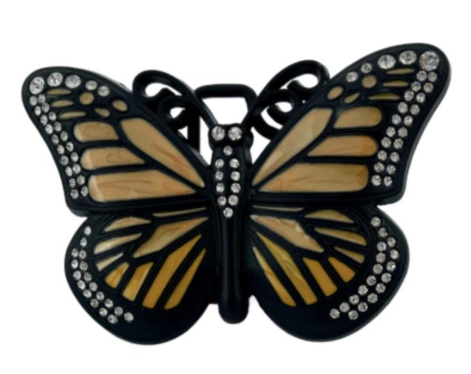 Belt Buckle Butterfly Rhinestone Orange Glitter Butterflies