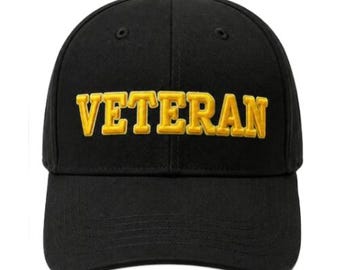 New Veteran Cap Baseball Hat Black Embroidered Caps