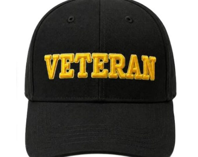New Veteran Cap Baseball Hat Black Embroidered Caps