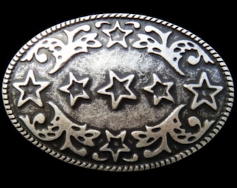 5 Five Star Western Style Antique Silver Belt Buckles