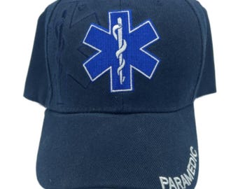 Casquette Baseball Brodée "Urgence Médical Technicien EMT" - Bleu Camouflage - Taille Réglable - Marque RFCO - Neuf Avec étiquette