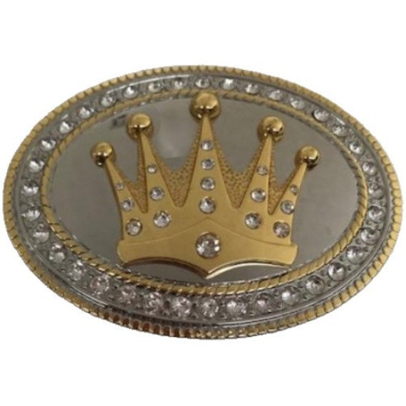 Crown Unisex Belt Buckle Western Rodeo Cowboy Gold Shiny Metal King Royal Etsy