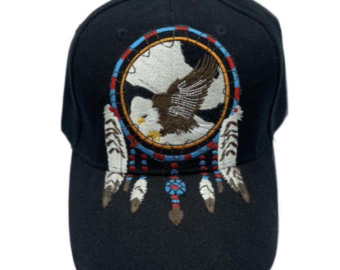 Black Hat Baseball Cap Dream Catcher Feathers Native Indian Chapeau Casquette
