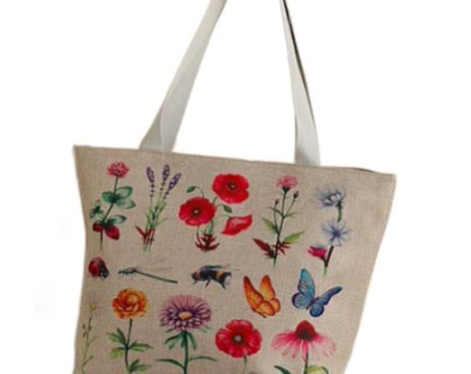 Large Capacity Zipper Handbag Shopping Travel Tote Shoulder Floral Beach Bags