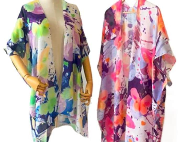 Butterflyl Duster Sheer Kimono Style Beach Cover Up One Size Summer Fashion