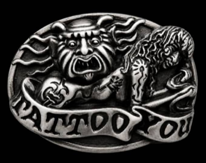 Tattoo Artist Belt Buckles Evil Devilish Face Tattooed Girl