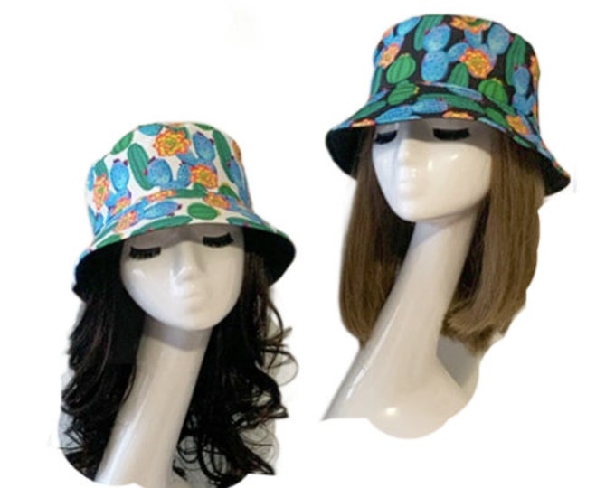 Cactus Bucket Hat Womens Mens Reversible Summer Outdoor Sun Bush Beach Casual