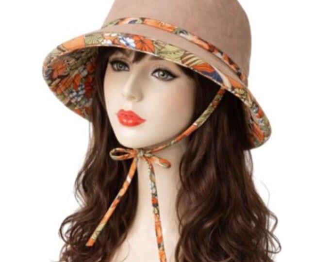 Sun Hat Wide Brim UV Protection Women Summer Floral Foldable Bucket Hats