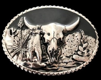 Western Texas Longhorn Steer Animal Horns Belt Buckle Buckles