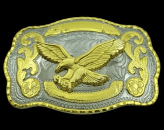 Western Floral Pattern Eagle Head Metal Belt Buckle Buckles