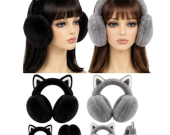 Women Kid Foldable Ear Muffs Lovely Cute Cat Ears Winter Head Band Warmer