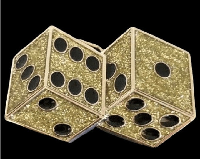 Glitter Casino Dice Lucky Gambling Craps Cool Belt Buckle