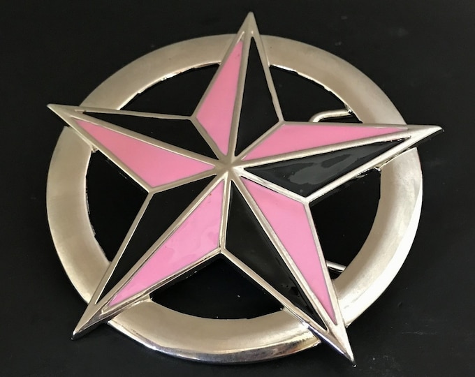 Pink And Black Nautical Star Belt Buckle