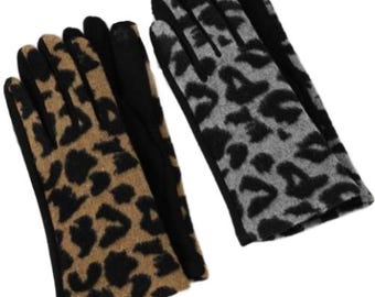 Women's Animal Print Cheetah Leopard Gloves Winter Fall Fashion
