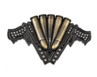 Gun Belt Buckle Handgun Culture Fashion Bullets Rhinestone Guns Belts Buckles