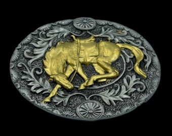Golden Horse Floral Western Belt Buckle Buckles