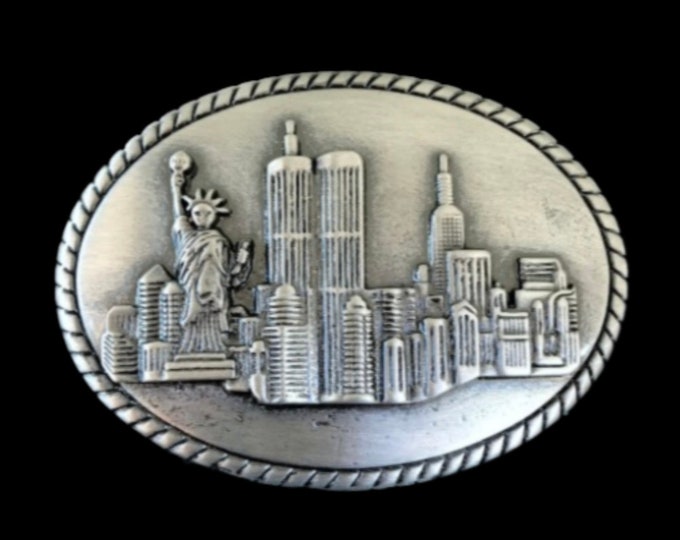 Belt Buckle Twin Towers New York City NY Manhattan Big Apple Statue Liberty Buckles