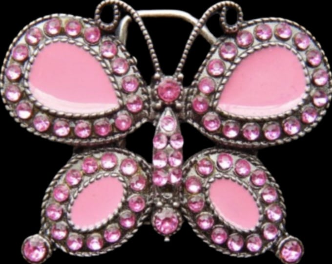 Butterfly Belt Buckle Rhinestone Insects Monarch Pink Wings