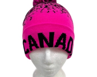 Canada Pink Neon Beanie Cap Plain Knit Ski Hat Cuff Winter Solid Warm Men Women