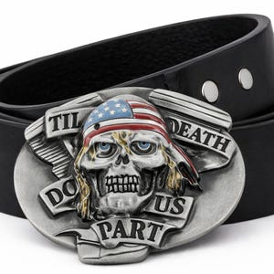 Skull Bullet hole Ghost Death Skeleton Bikers Belt Buckle Buckles image 3