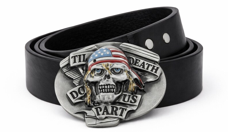 Skull Bullet hole Ghost Death Skeleton Bikers Belt Buckle Buckles image 3